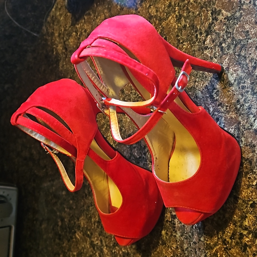 Suede Red high heels
